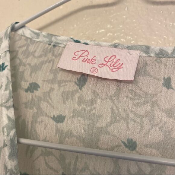 Pink Lily Cardigan Kimono Know Your Reason sheer Floral Duster festival cover S - Picture 6 of 10